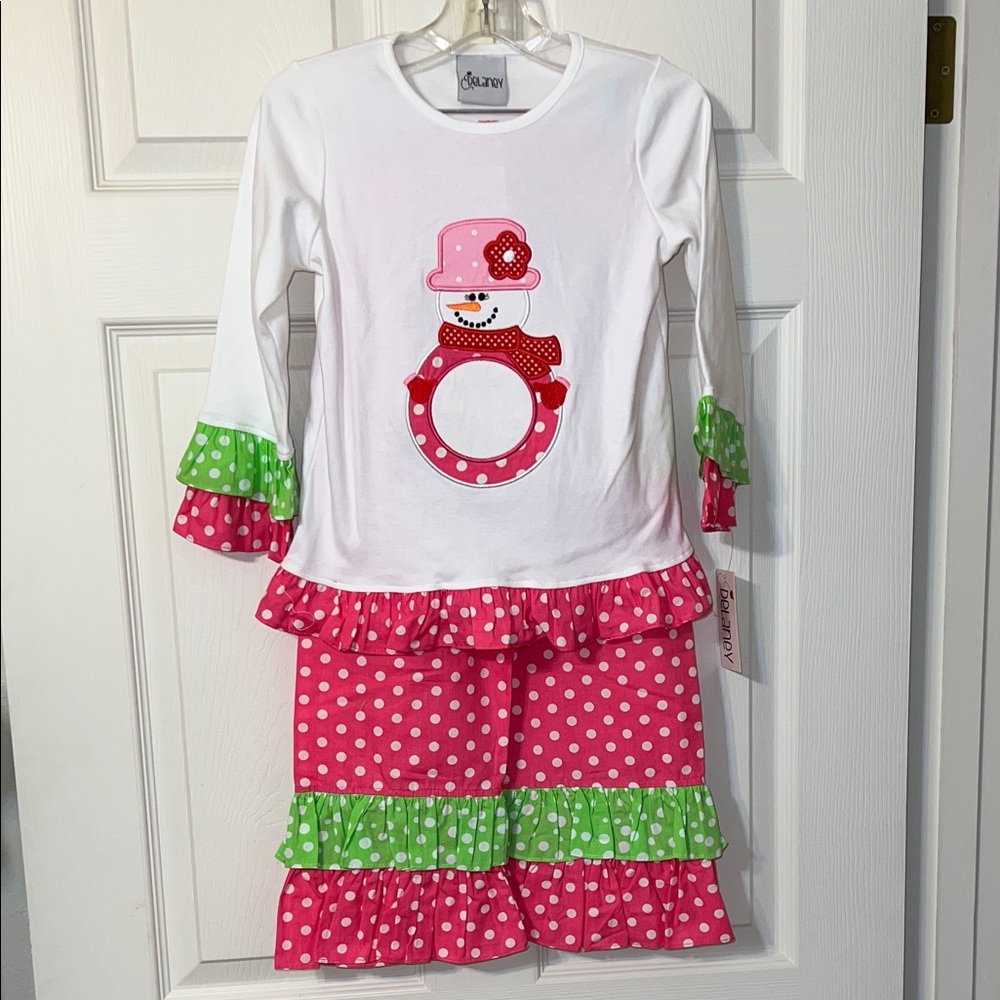 Delaney Snowman Girls Pant set.  Great for Monogramming! NWT